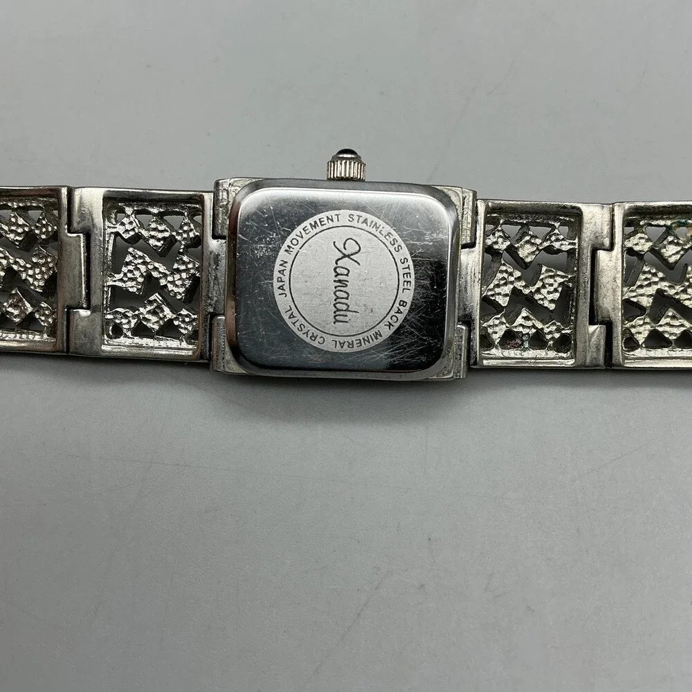 Xanadu Womens Watch 18mm White Dial Silver Tone Gem Bracelet New Battery 7.5